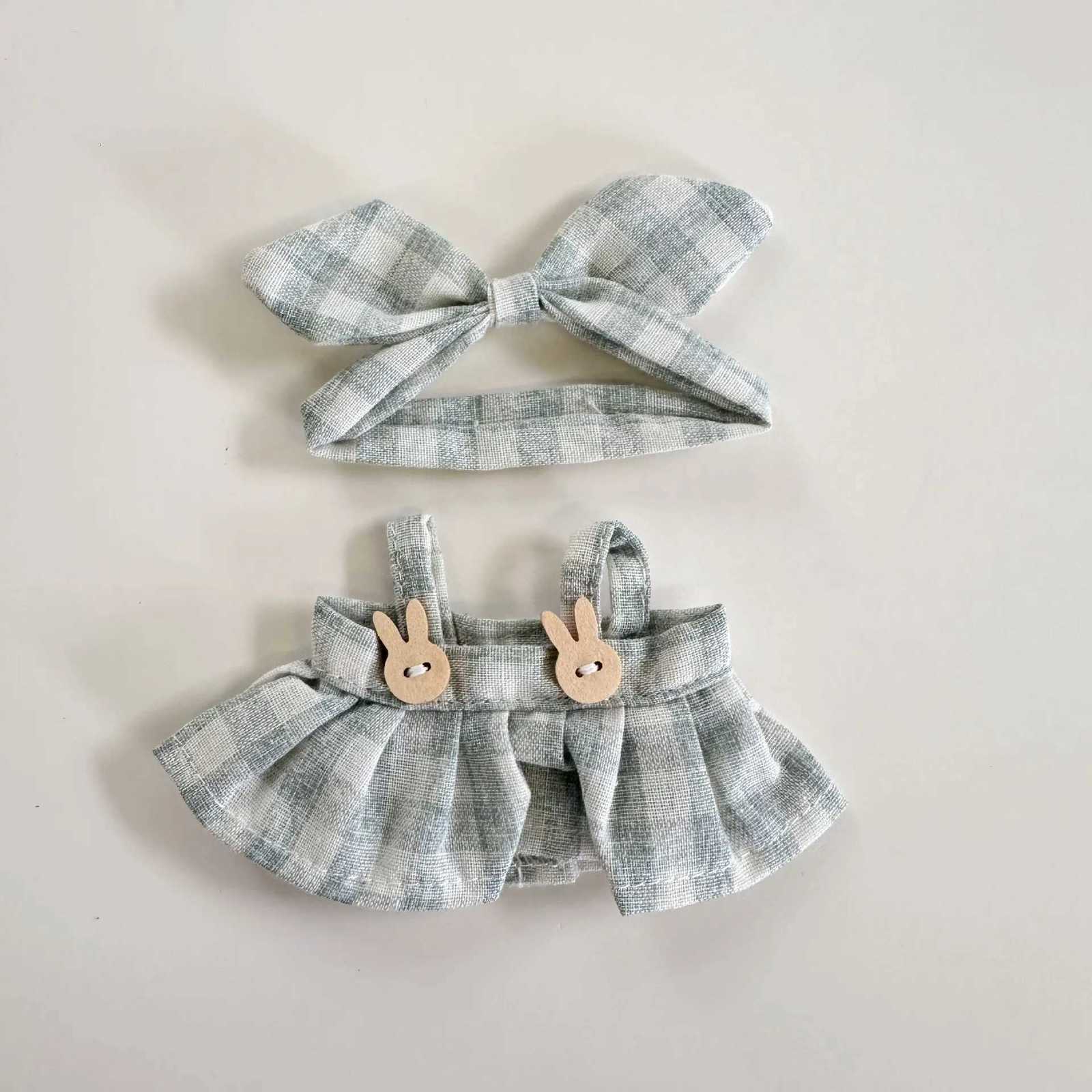 Mini Plush DollS Clothes Outfit Accessories For Labubu Idol V1 V2 sitting party Candy plaid skirt headband set Fans GiftT251018