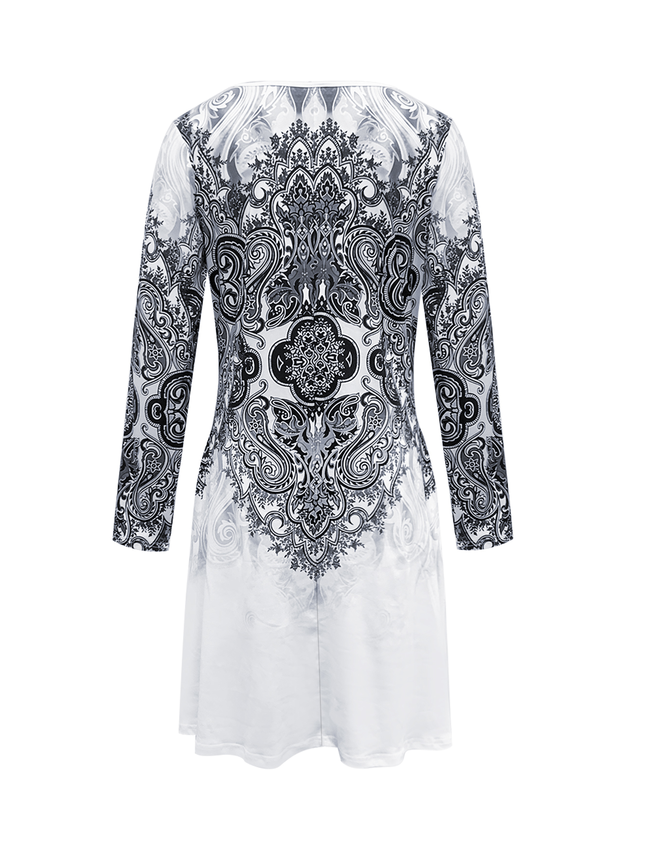 Women's Autumn Winter Botanical Print Midi Dress - Fashion Vacation Versatile Casual Dress-CF51238