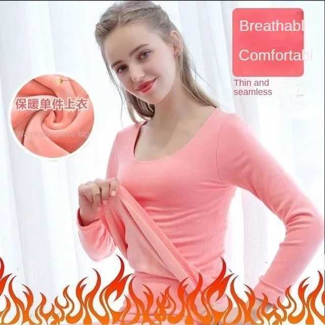 New Lace bottoming shirt for women Winter Womens Thermal Underwear Plus Velvet VONeck Basic Thermos Longsleeved Tops Female T251018