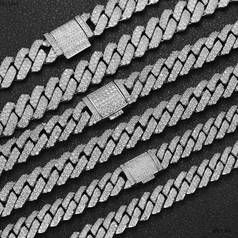 High Quality Custom Vvs Moissanite Pass Dia Tester Iced Out Sier Cuban Link Chain