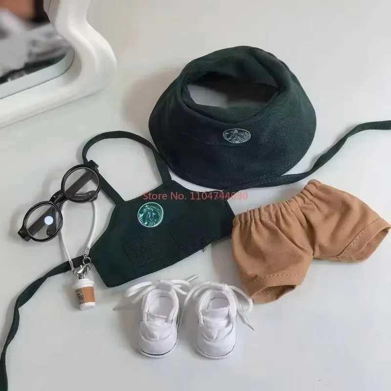 Suitable 17cm Labubu V1V2V3 Clothing Fashion Coffee Workwear Set Series Labubu Doll Clothes Coffee Cup Shoes Accessory SuitT251018