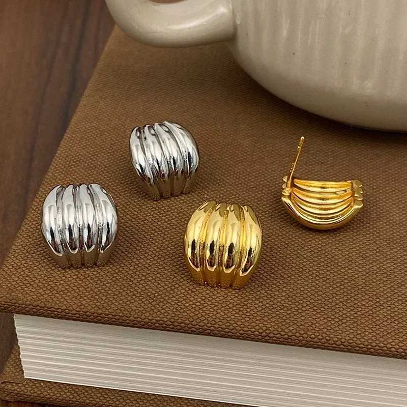 PONYKISS 925 Sterling Silver Needle Minimalist Striped Arcshaped Stud Earrings for Women Trendy Fashion Jewelry Accessories Y251018