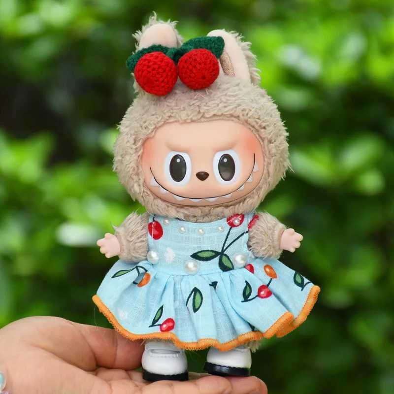 Labubu Clothes For 1517CM V123 Mini Plush Labubu Doll Cherry Vest Skirt Accessories Diy Toy Fans GiftT251018