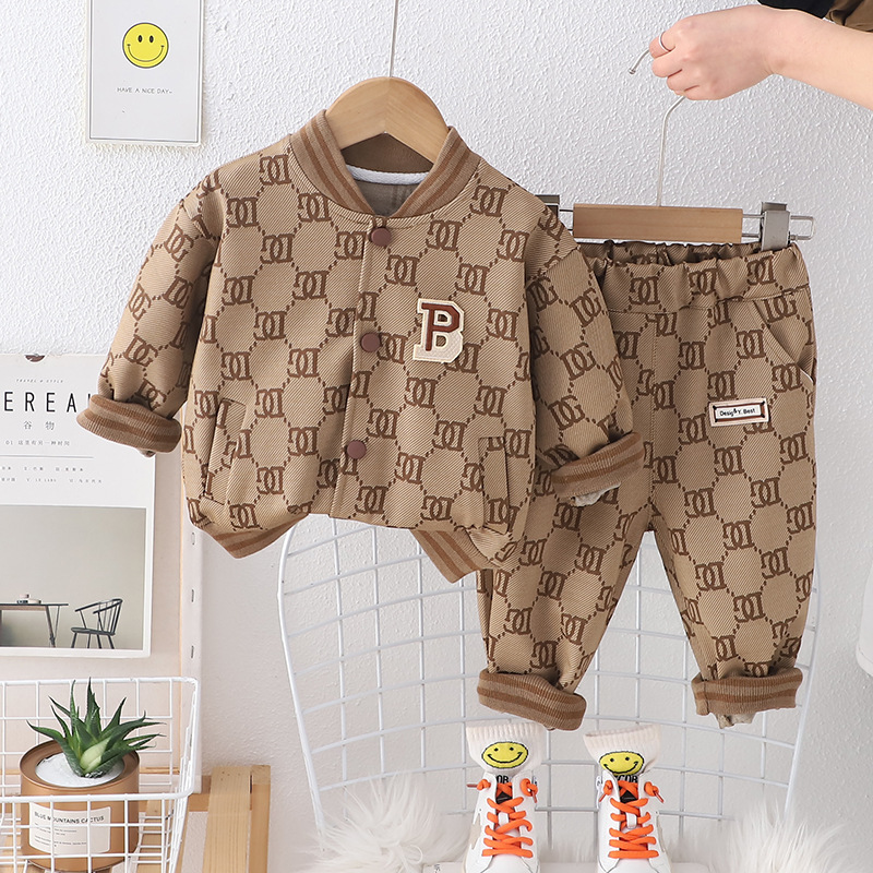 Designer Kids Clothing 2025 New Kids Baseball Jacket Set, Letter Print Two-Piece Outfit, Boys Girls Spring Street Style Sportswear