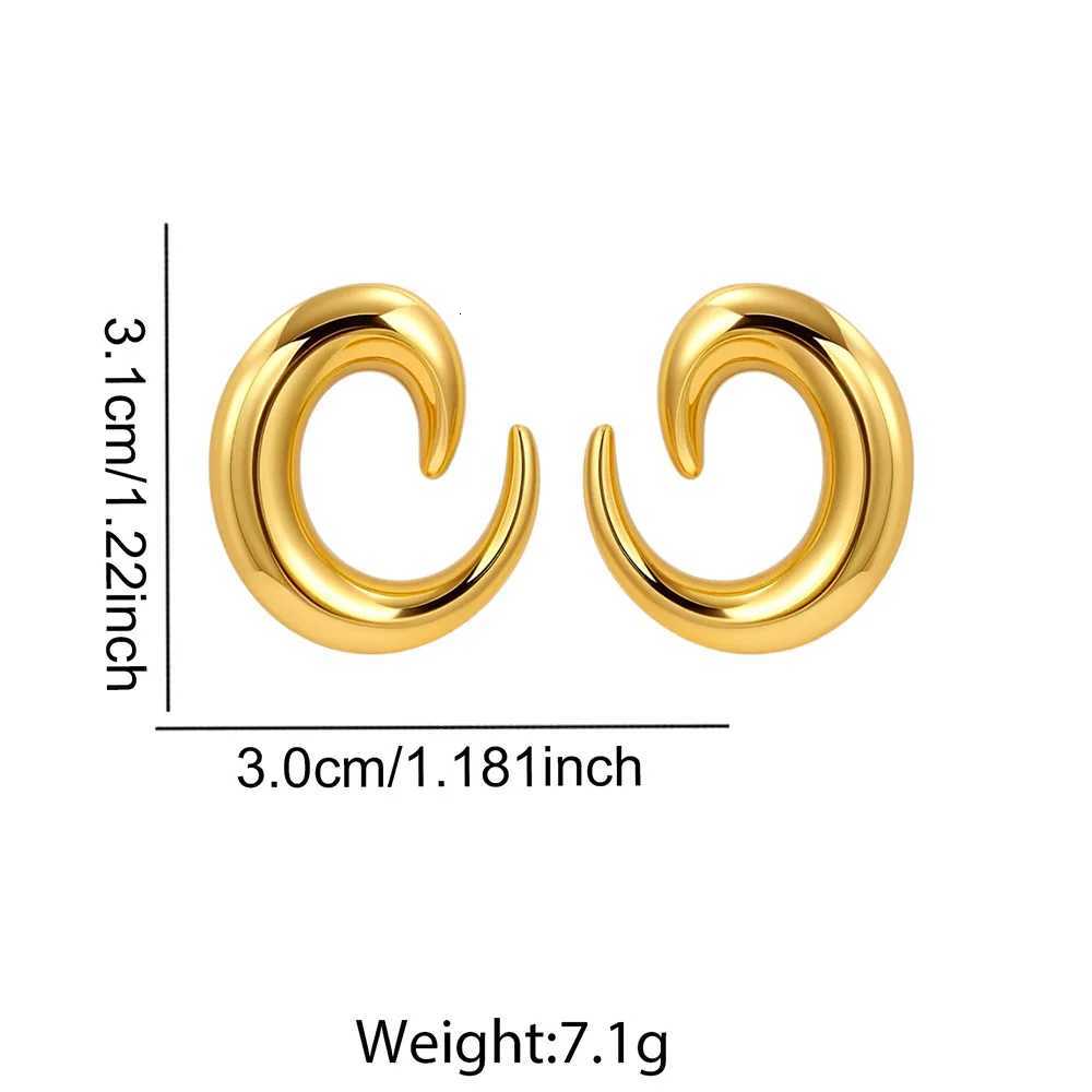 Stainless Steel StripShaped Circular Earrings for Women Punk Geometric Metal Smooth Drop Earrings Statement Waterproof Jewelry Y251018