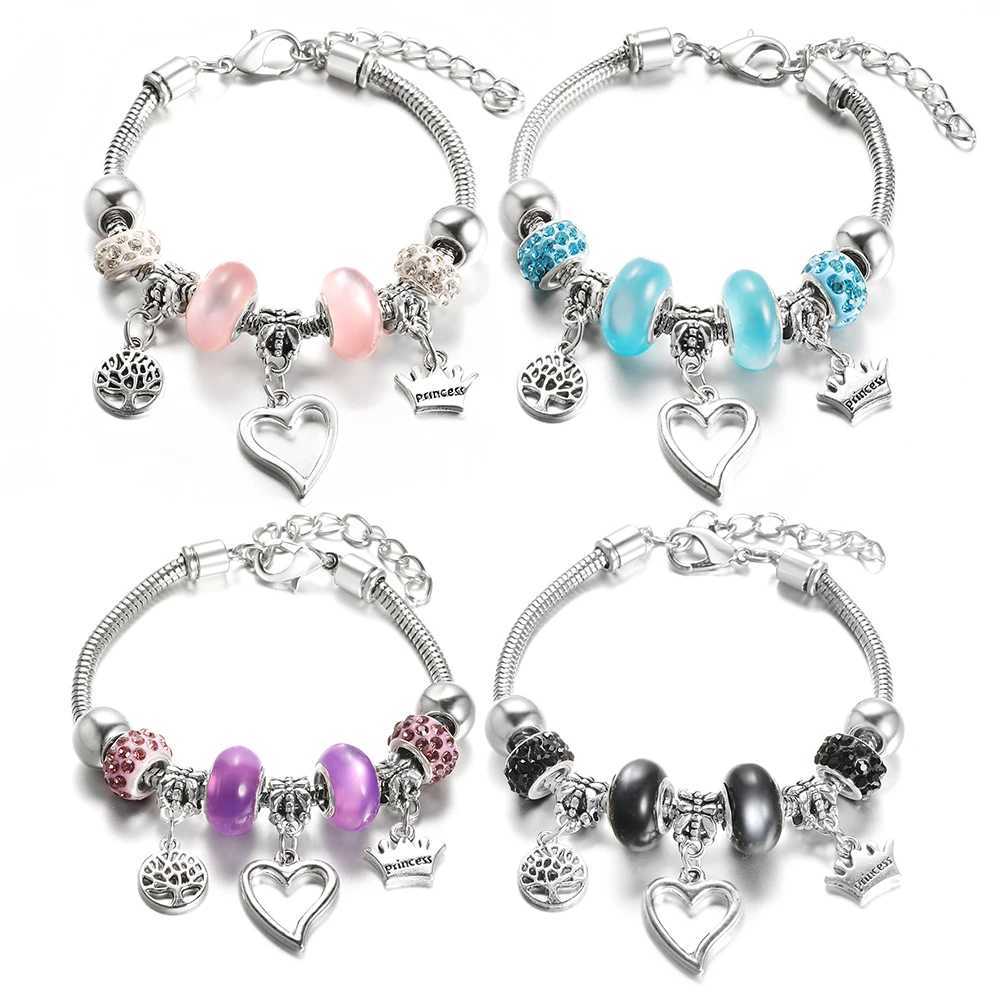 New Heart Shaped Pendant Couple Bracelet Beaded Rhinestone Charm Woman Jewelry Snake Chain Lobster Buckle Adjustable BraceletL251018 Z260313