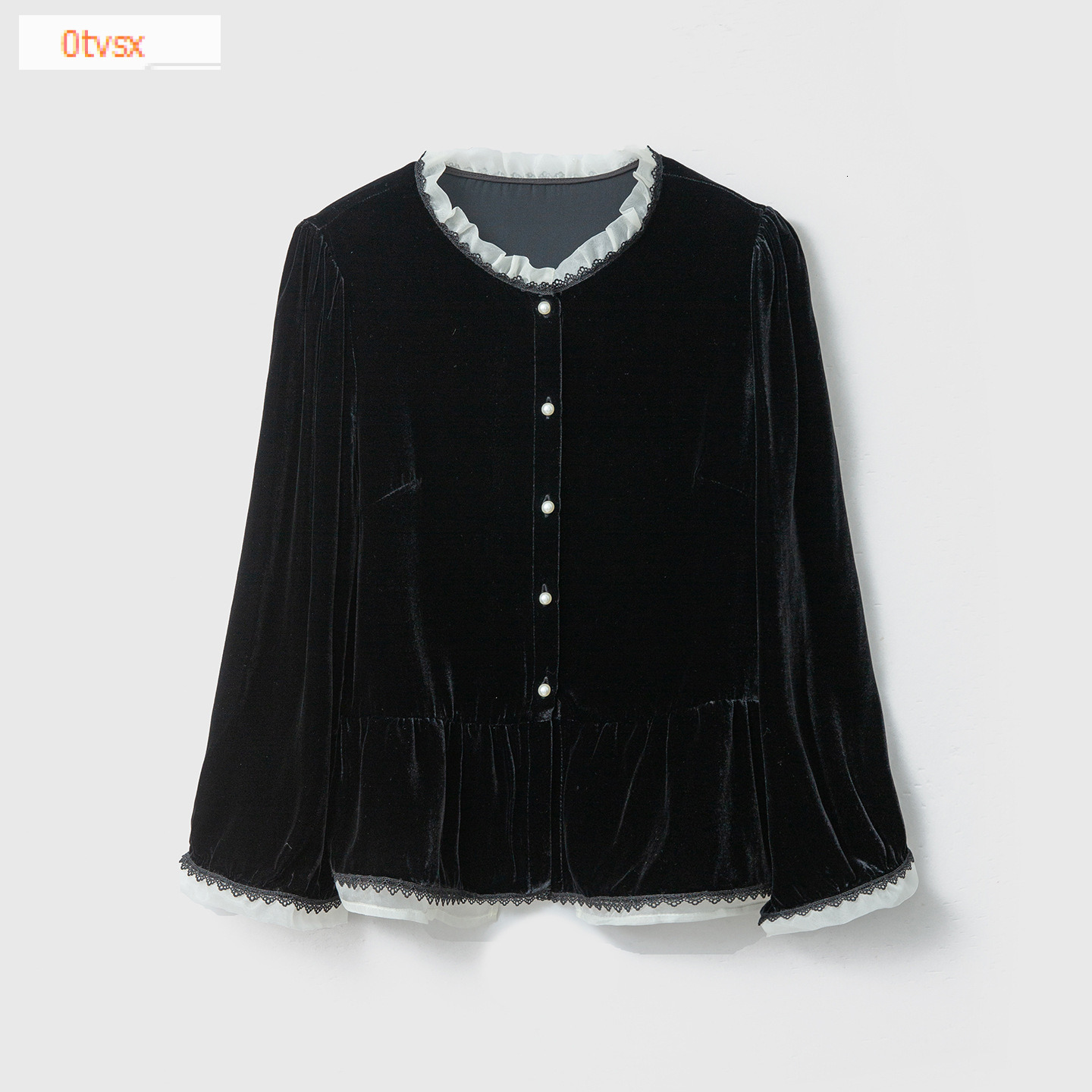 2025 Autumn/Winter design New Thick Velvet Open Collar Woolen Sweater Round Splicing Designer Transparent Hard Yarn Lace Long Sleeve Mulberry Silk Wom