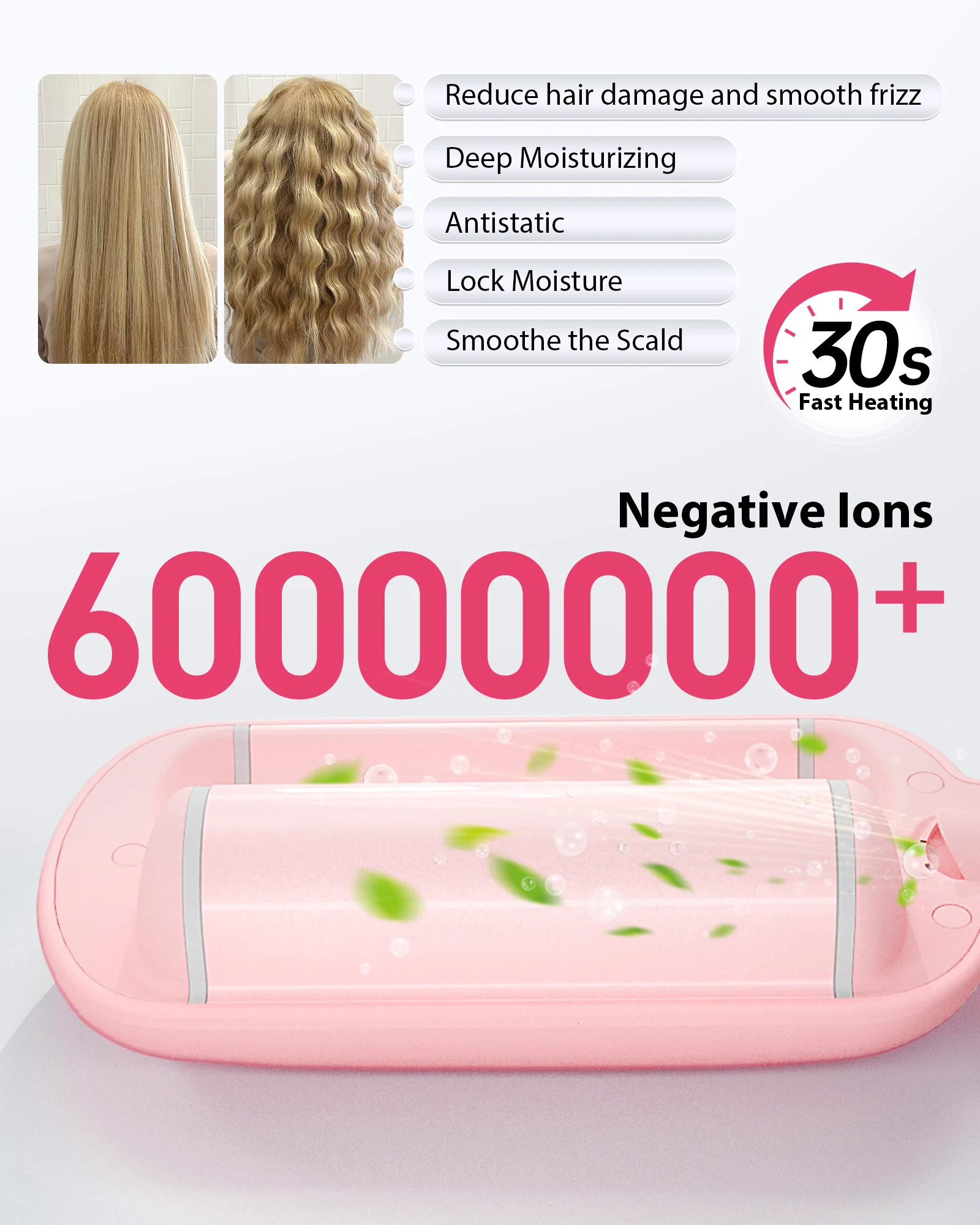 Waver Curling Iron Beach Waves Wand Ionic Hair with AntiScald Crimper 2 Barrel 125 Inch 251013