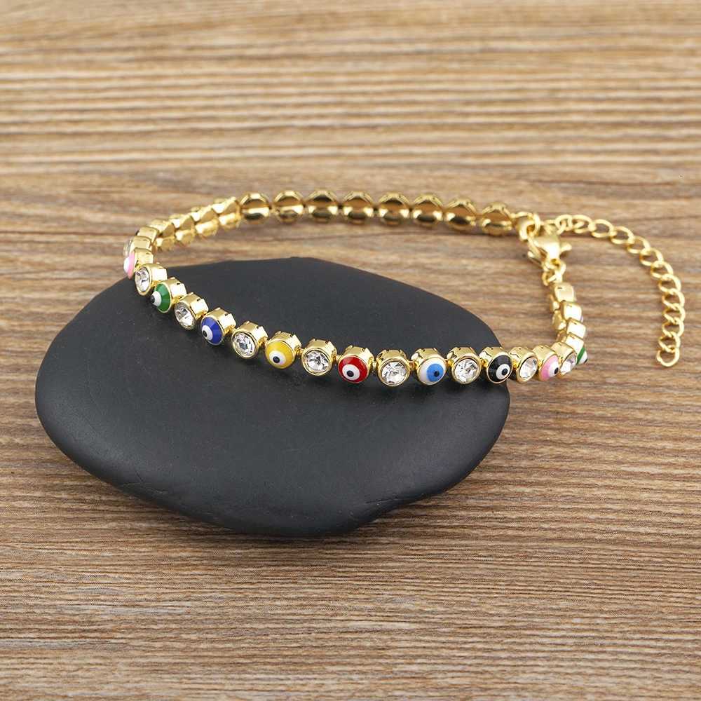 Nidin Lucky Evil Eye Shiny Charm CZ Tennis Bracelet for Women Crystal Zircon Jewelry Adjustable Chain Bangle GiftL251018 H260129