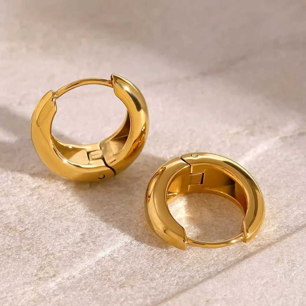 81012mm Minimalist red Stainless Steel Huggie Hoop Earrings For Wen Gold Color Chunky Teardrop Unisex Korean Jewelry X251018