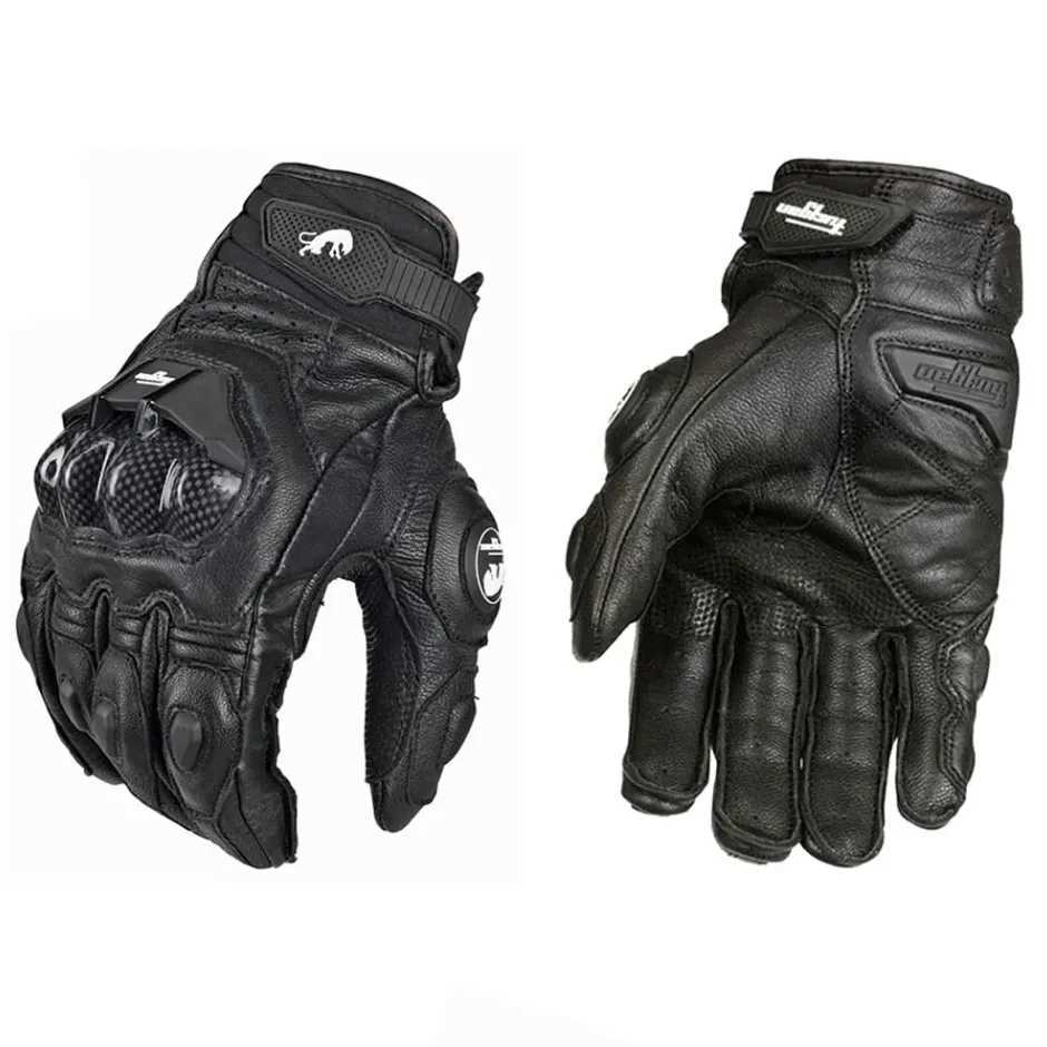 Driving Black White Motorcycle Gloves Genuine Leather Racing Glove Motorbike Sheepskin Cowhide Racing Goat Knight Touch Screen Z251018