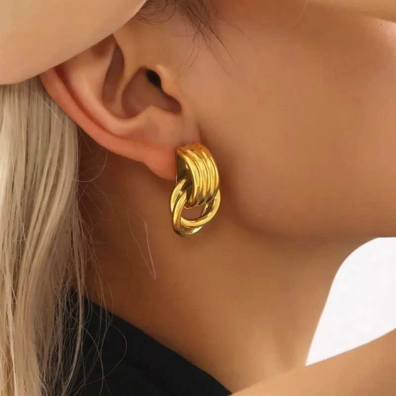 Stainless Steel ThreeLayer Knot Earrings for Women Fashion Vintage Glossy Geometric Twisted Earrings Trendy Party Jewelry Gifts Y251018