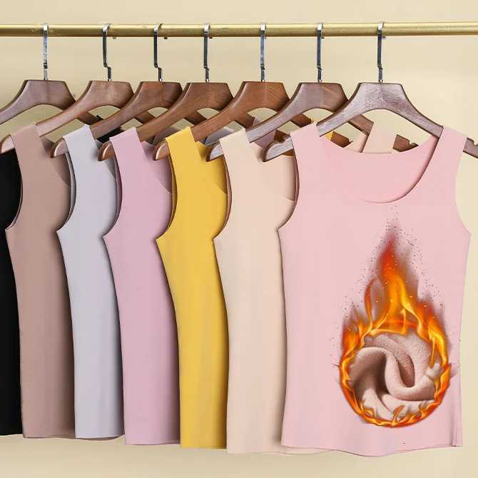 Thermal Shirt Women Sleeveless Elastic Velvet Vest Women Thermal Top V Neckline Warm Underwear Women Soft thermo shirt women T251018
