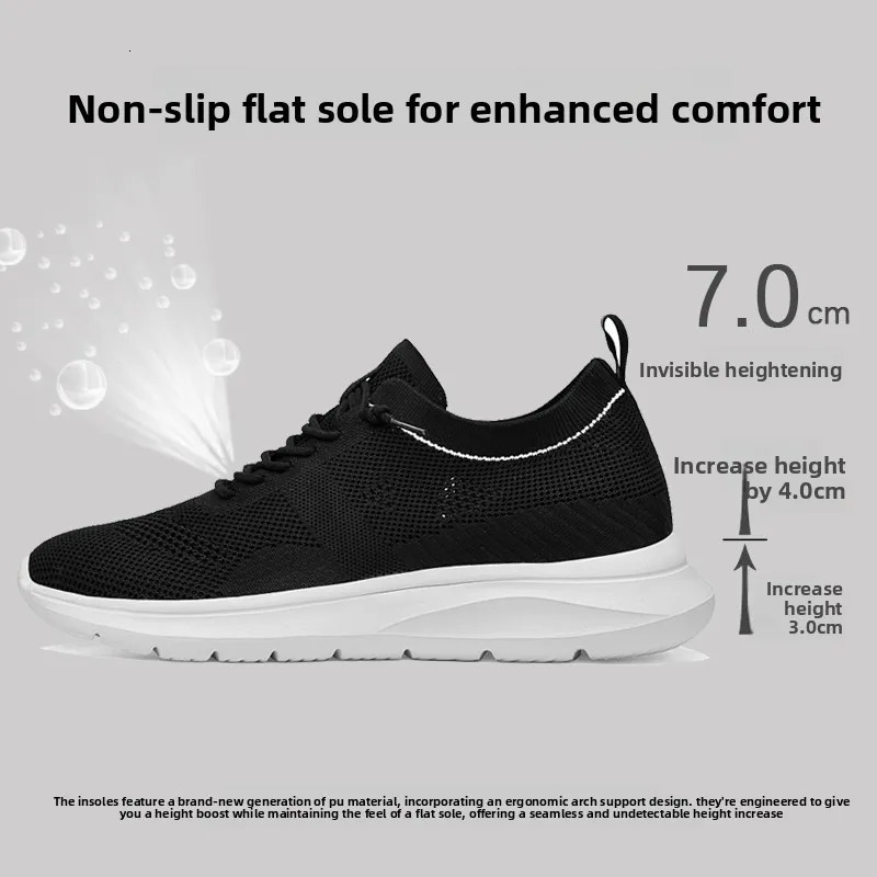 Summer Heightening Shoes Mesh Breathable Elevator Shoes for Men Height Increase Insole 57CM Lift Men Sneakers Sport Shoes 251013