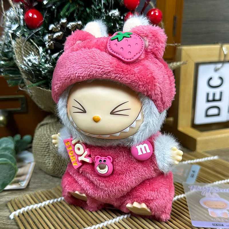 New Product 17cm 15 Cm Sitting At The Party Labubu Strawberry Xiongwayi doll clothesT251018