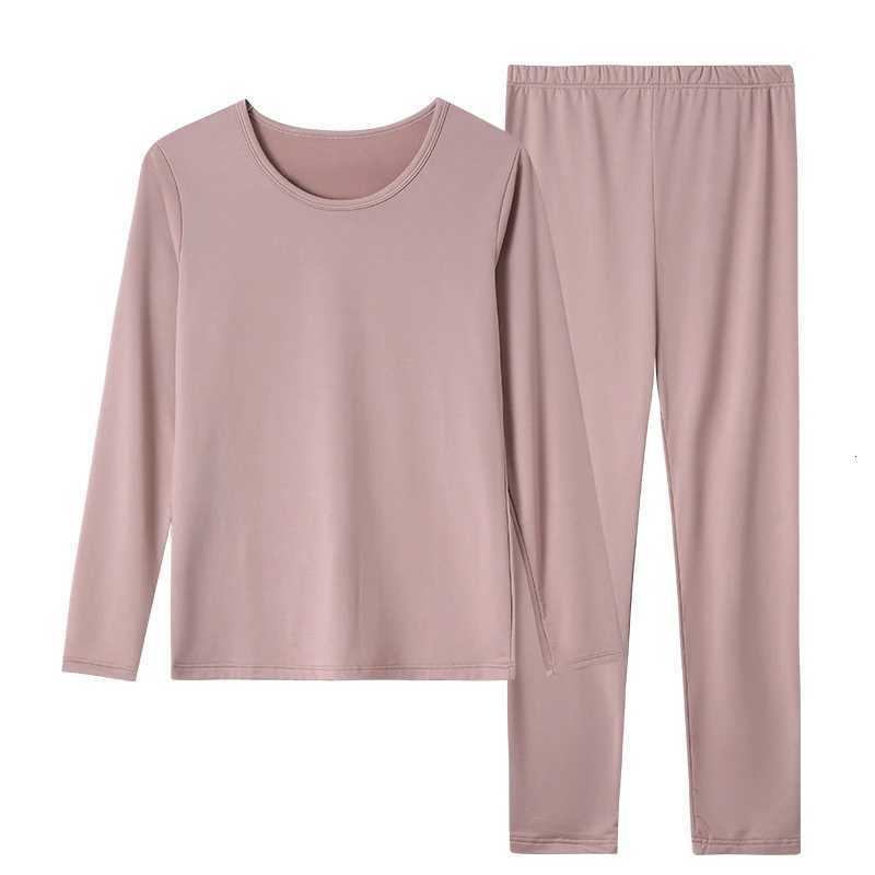 Womens Warm Lingerie Set Long Sleeve Top Leggings Soft FleeceLike Fabric Round Neck No Padding Medium Support Solid C T251018