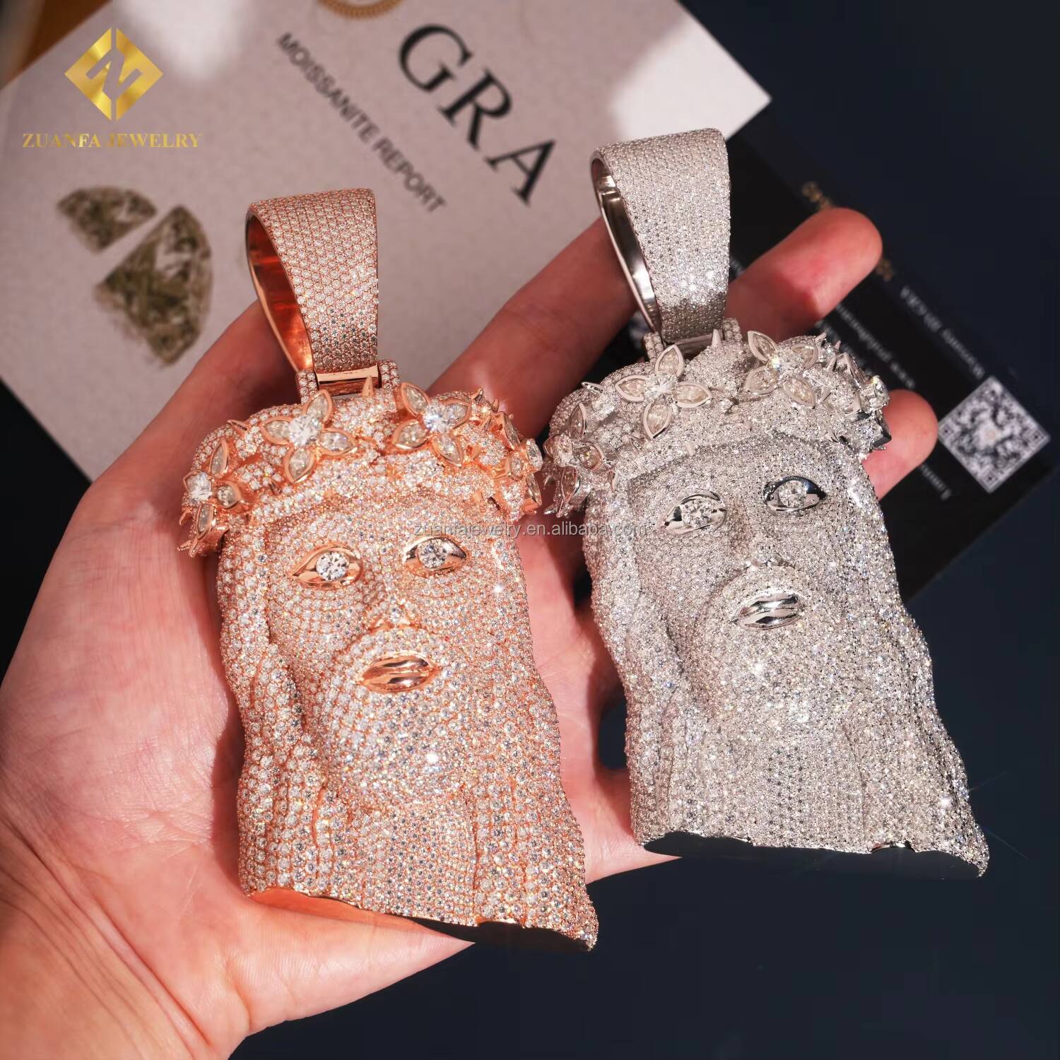 Pass Diamond Tester Hot Selling Religious Jewelry GRA Certificate Iced Out Hip Hop 925 Silver Moissanite Diamond Jesus Pendant