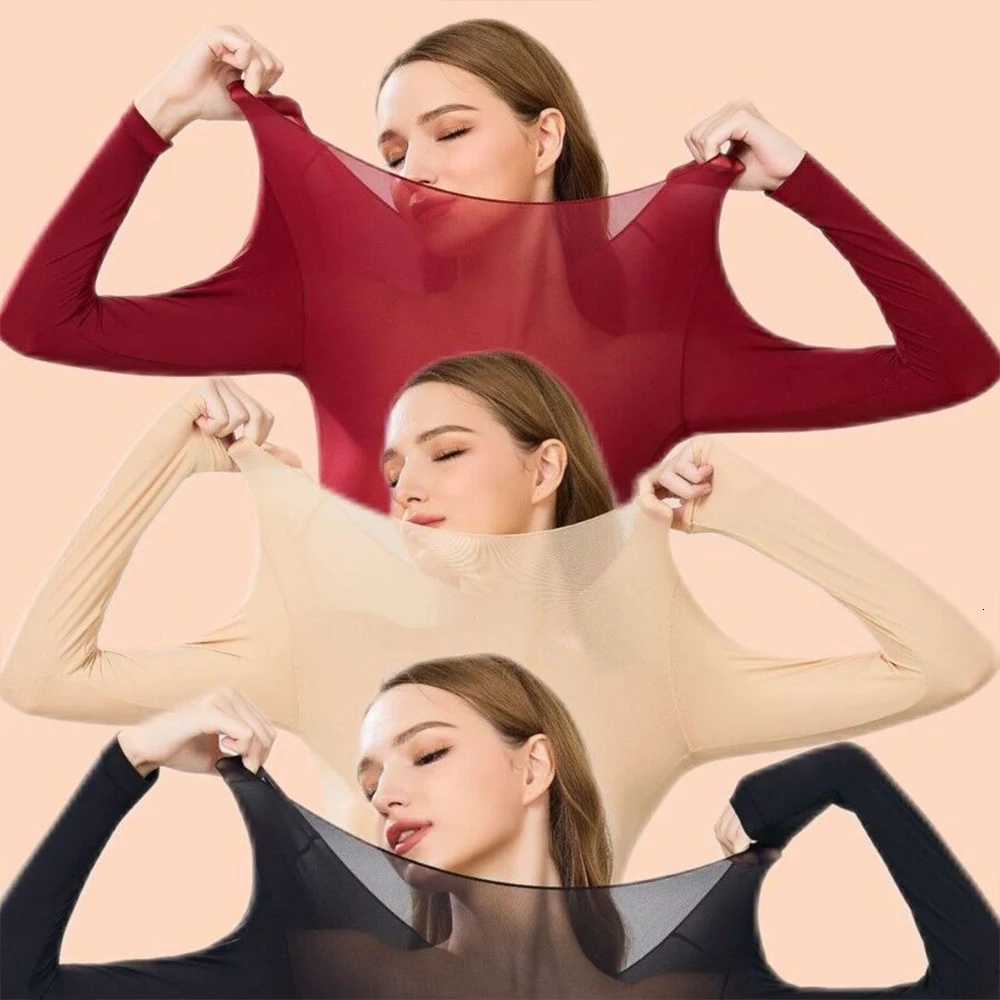 Womens Long Sleeve Underwear Ultra Thin Long Johns Crewneck Thermal Underwear Sets Warm Base Layer Underwear 2pcs Suit T251018