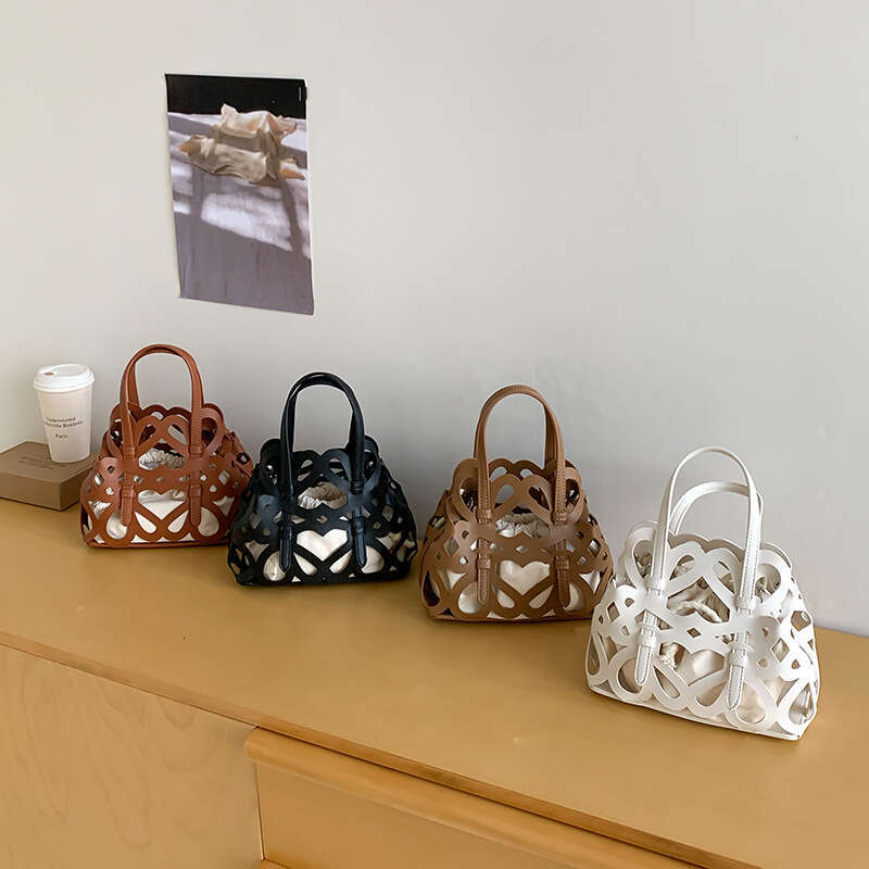 Korean Style New Women's Spring Summer Hollow Out Handbag Large Capacity Drawstring Canvas Crossbody Shoulder Bucket Bag B5