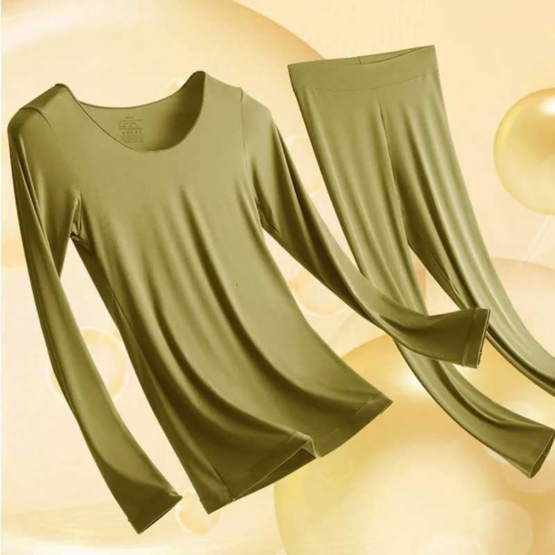 Womens Elastic Long Underwear Set Autumn And Winter Seamless Thickened Doublelayer Thermal Underwear Lady ComfortableUnderwear T251018