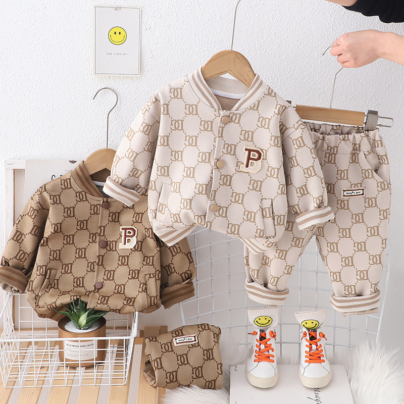 Designer Kids Clothing 2025 New Kids Baseball Jacket Set, Letter Print Two-Piece Outfit, Boys Girls Spring Street Style Sportswear