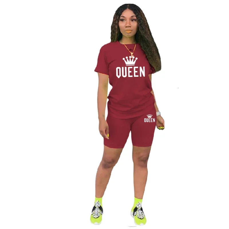 Summer Womens Tracksuit Queen Printing TShirtShorts 2 Piece Sets Fashion Casual Sportswear Clothing Jogging Short Suit 251018