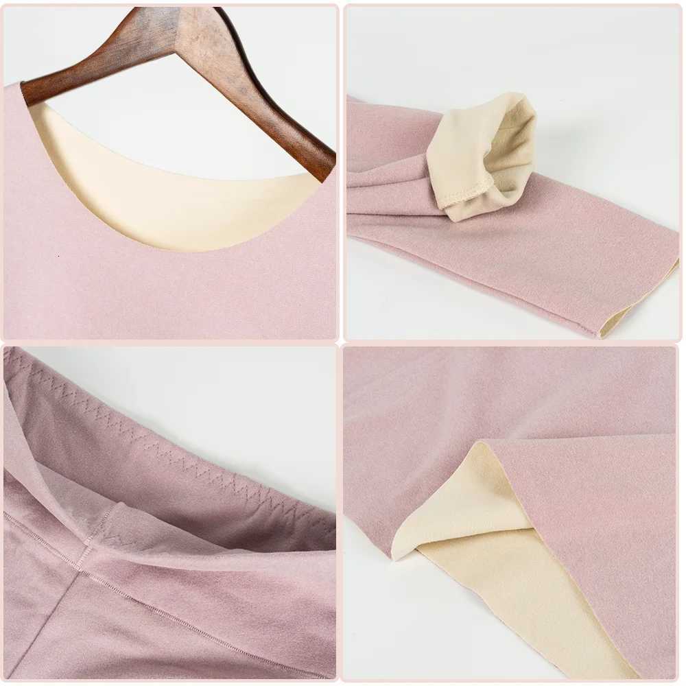 Women Winter Thermal Underwear Long Sleeve Bottoming Top Seamless Thick Double Layer Warm Lingerie Woman 2 Pcs Set Sleepwear T251018