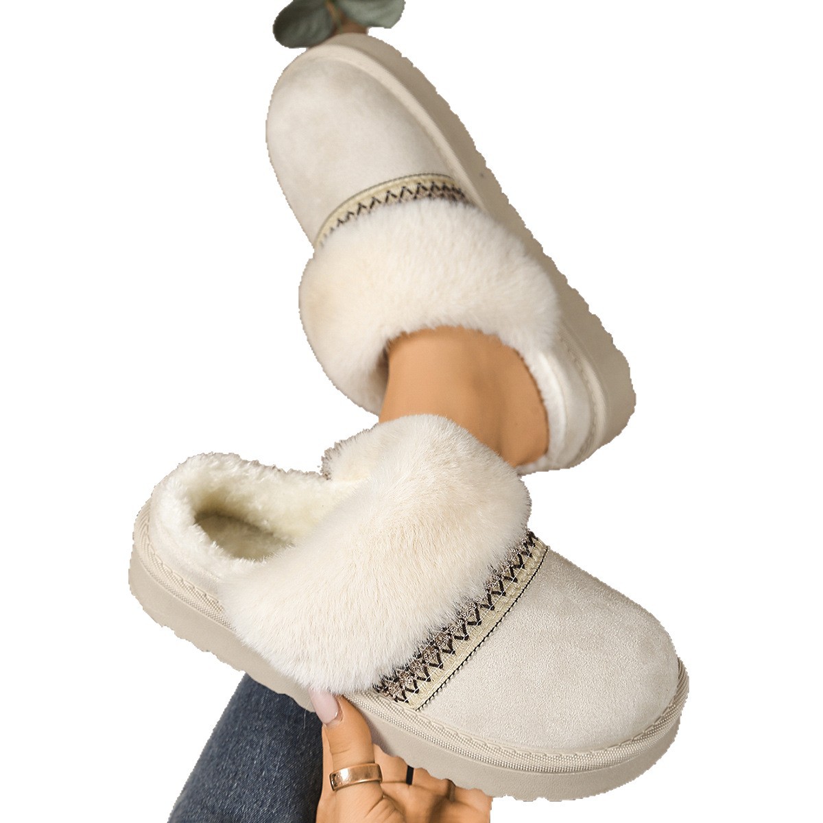 Designer shoes free shipping 2025 winter new flat snow boots for women fashionable outerwear home added fleece keep warm slippers