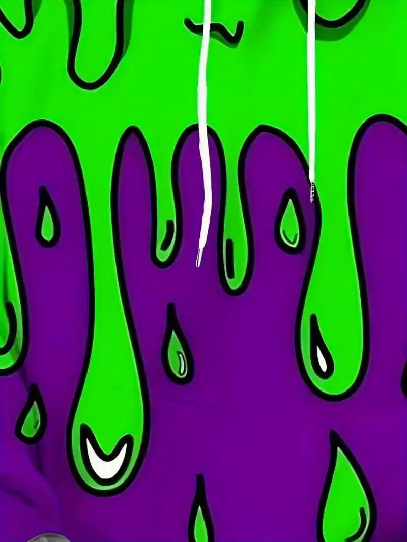 Men's Oversized Dripping Graphic Hoodie - Streetwear Casual Sweatshirt 2-2-2