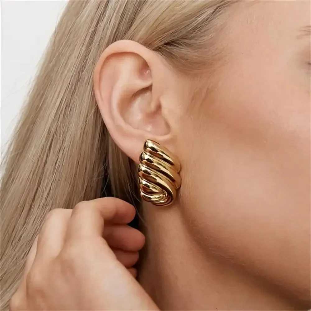 316 Stainless Steel Textured Multilayer Knot Earrings for Women Glossy 18K Gold Plated Geometric Wings Waterproof Jewelry 2025 Y251018