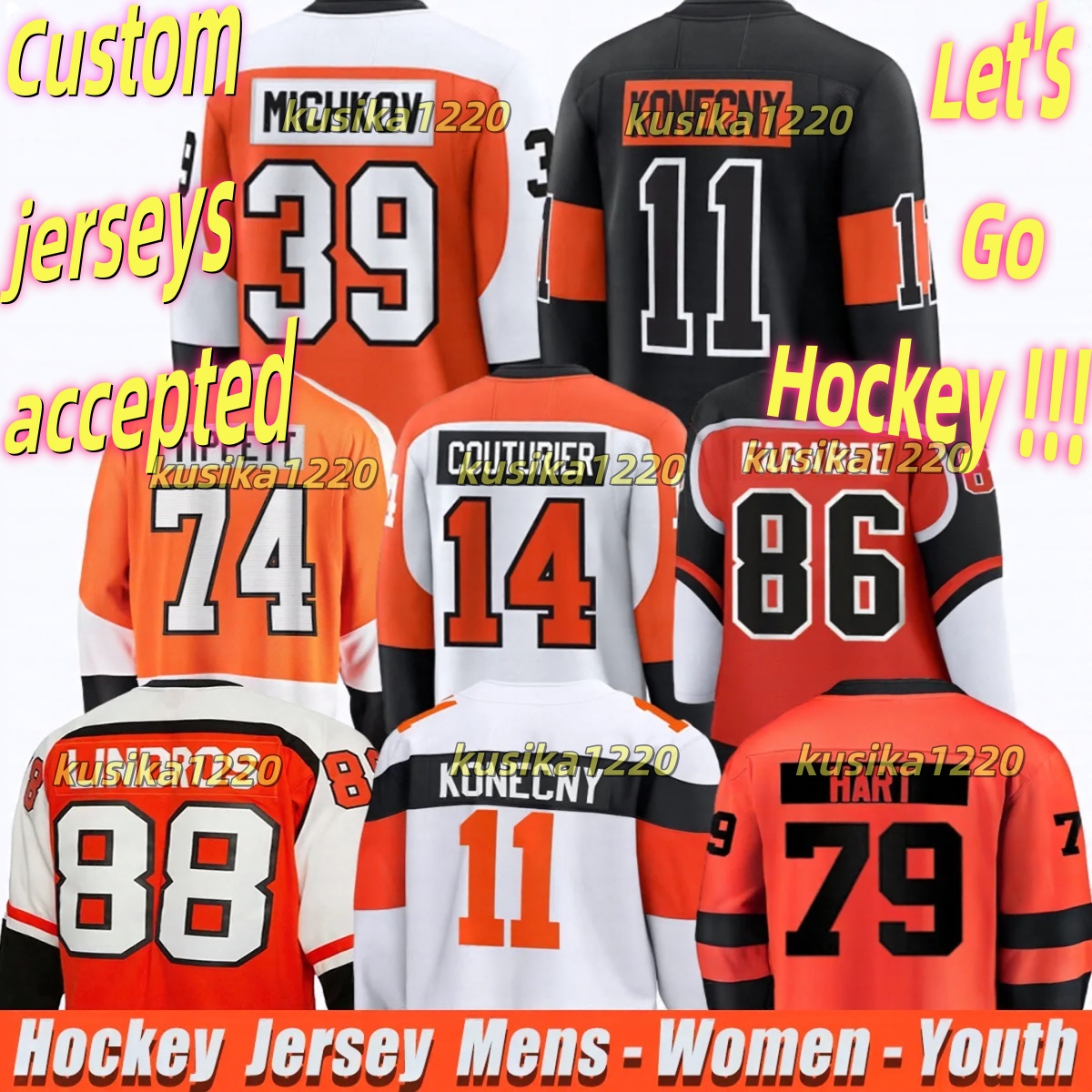 39 Matvei Michkov philadephia hockey jersey flyers jersey Travis Konecny Owen Tippett Sean Couturier Carter Hart Farabee Bobby Brink Bobby Clarke jerseys youth