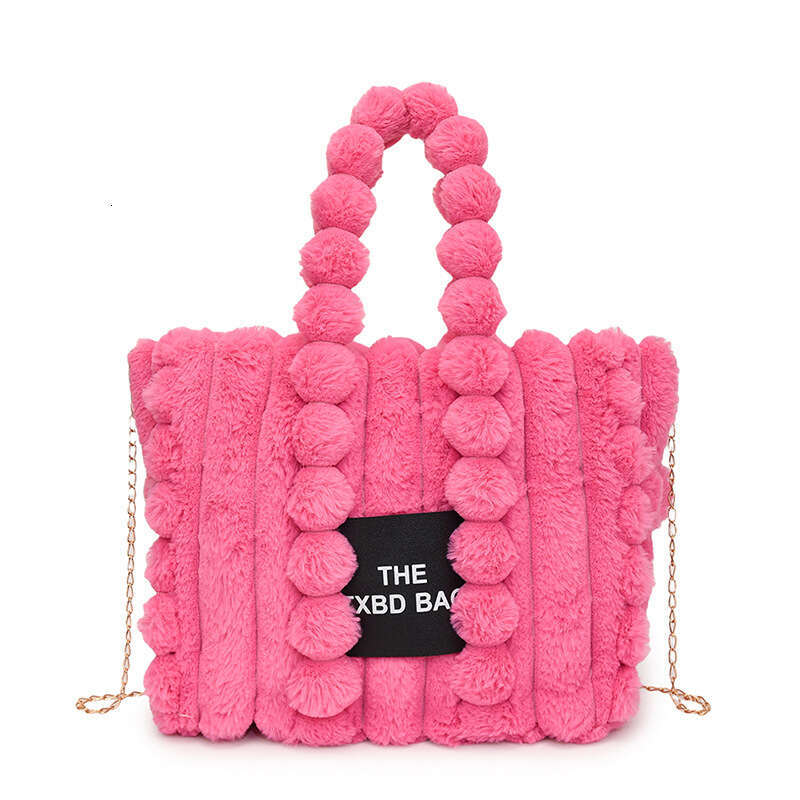 Winter New Tote Large Capacity Letter Embroidery Shoulder Handheld Crossbody Plush Trendy Bag