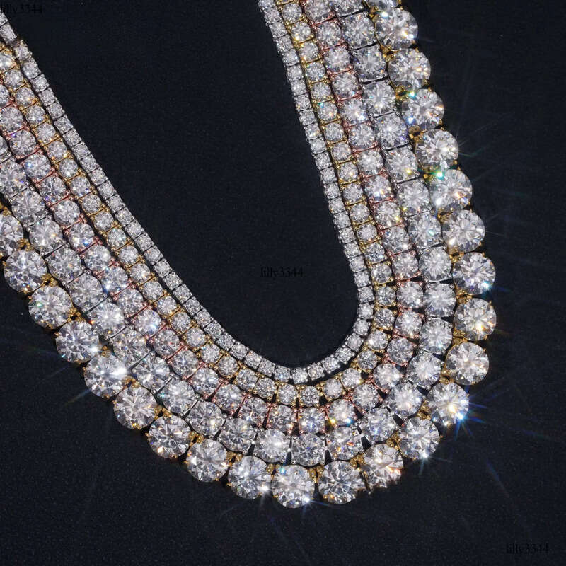 Large Stock Fine Jewelry Men Women Bracelet Hip Hop Iced Out Sier Moissanite Tennis Chain Ready to Ship