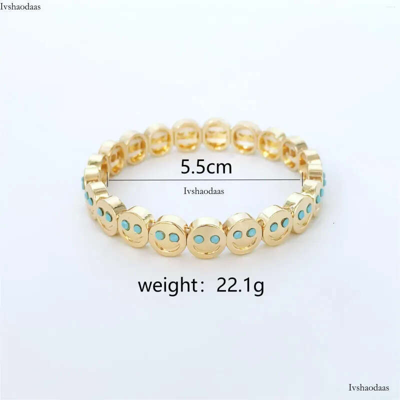 Gold Color Fashion Happy Face Girls Bracelet Cubic Zirconia Beads Golden Women Men Gifts Jewelry Access