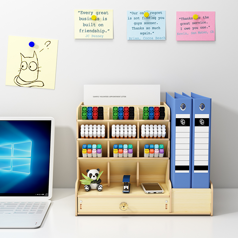 Stackable Multi-Level Desk Organization System with Drawers for Office & Study Space