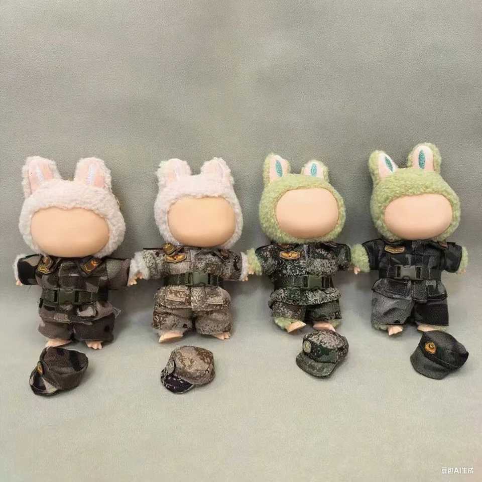 Anime for 17cm Labubu Doll Outfits Designer Luxury Doll Clothes Plush Toys Military uniform Set Soldier Clothes Accessories GiftT251018