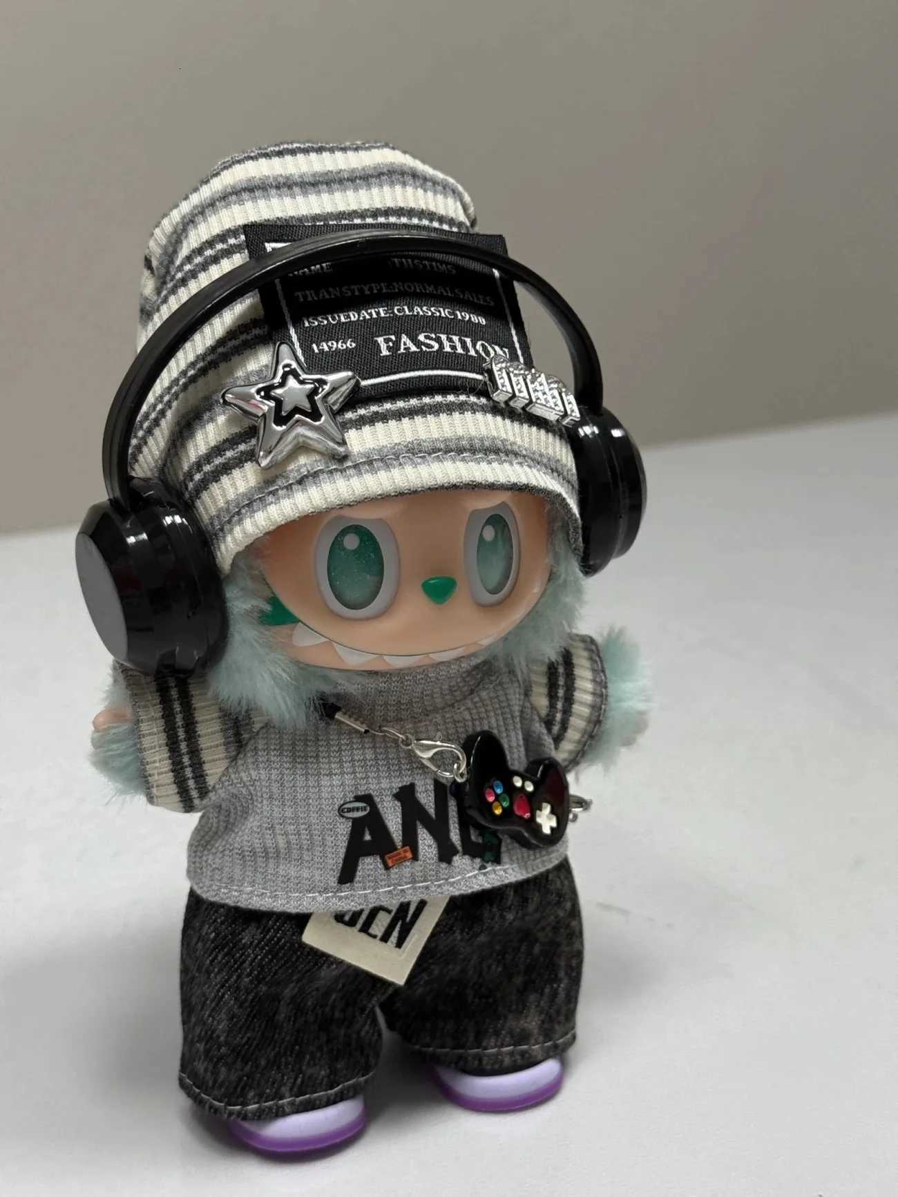 7PCS American Hip Hop Clothes for Labubu Vinyl Doll 17cm V1 V3 DIY Clothes Accessories Toys Gifts Decoration Pendant SetT251018