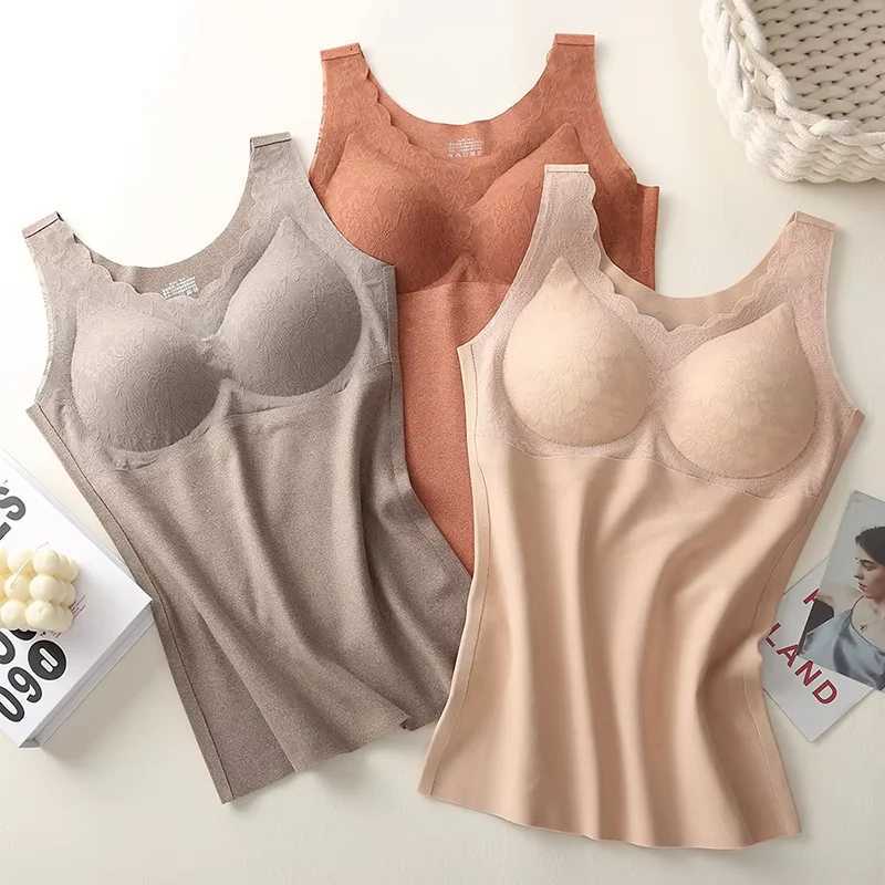 New Heating Velvet Warm Flower Vest Latex Cup Underwear Women Bottoming Wear Slim Waistcoat For Fall Winter T251018