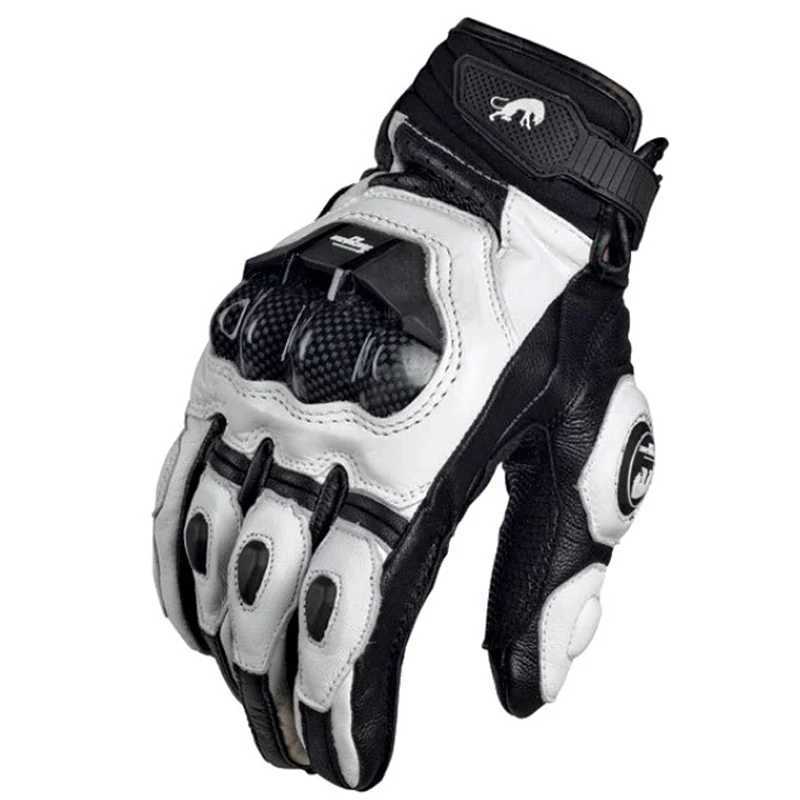 Driving Black White Motorcycle Gloves Genuine Leather Racing Glove Motorbike Sheepskin Cowhide Racing Goat Knight Touch Screen Z251018