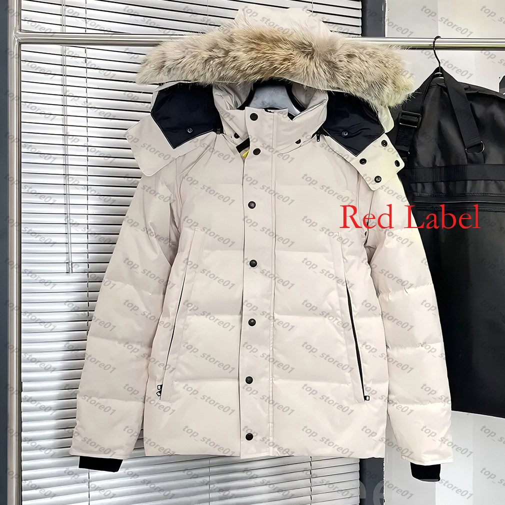 5A mens puffer jacket Wolf fur collar with large pockets designer jacket Wyndham Parker hooded thickened coat Keep warm and windproof top black mark coat EU size XS-XXL