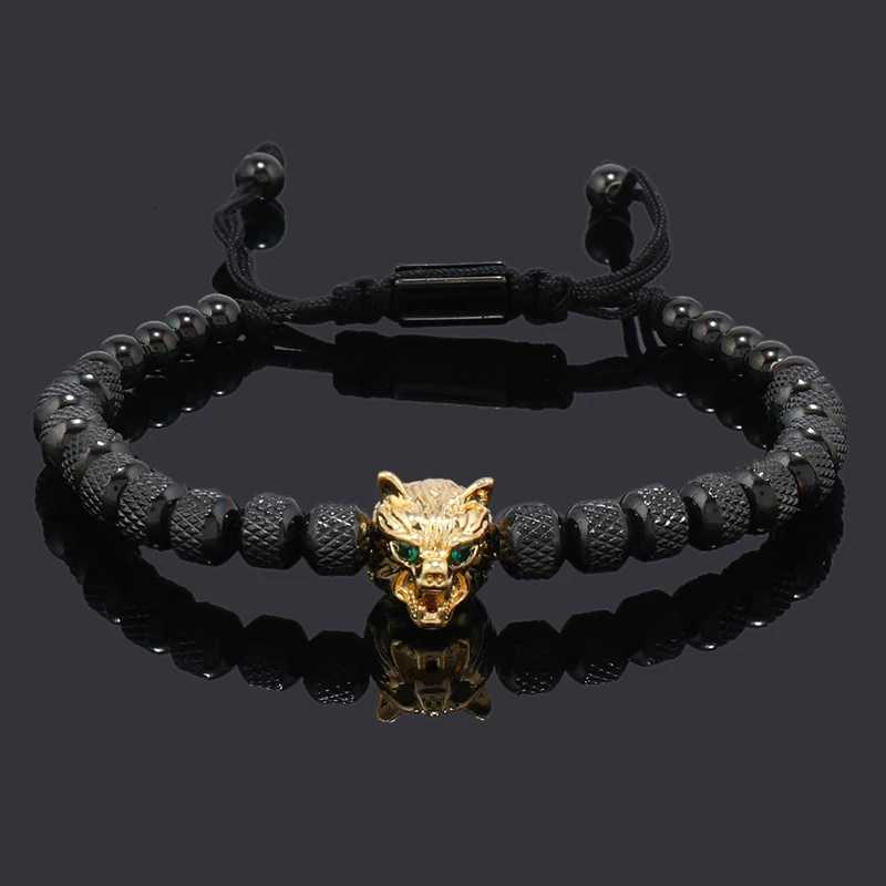 Luxury Stainless Steel Beads Wolf Charms Man Bracelets Woman Hand Jewelry Couple GiftL251018 H260129