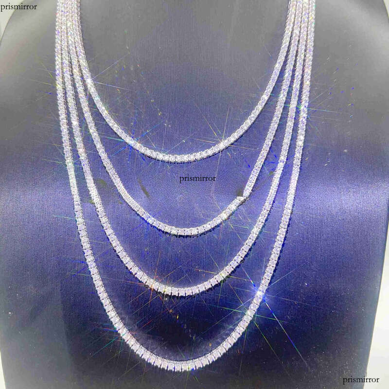 Pass Dia Tester Gra Certified Vvs Moissanite Necklace S Sterling Sier 2mm Tennis Chain