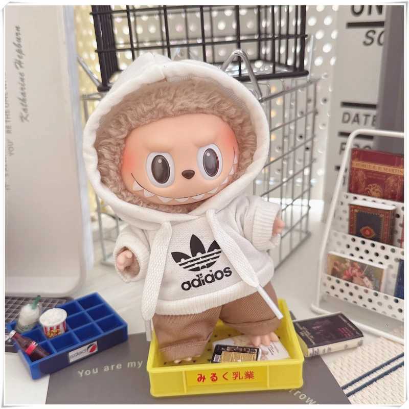 Labubu V1 V2 Dolls Trendy Clothes DIY Accessories Toy Gift for 1517cm Labubu Doll Clothing Fashion Hoodie and Pants Shoes SetT251018
