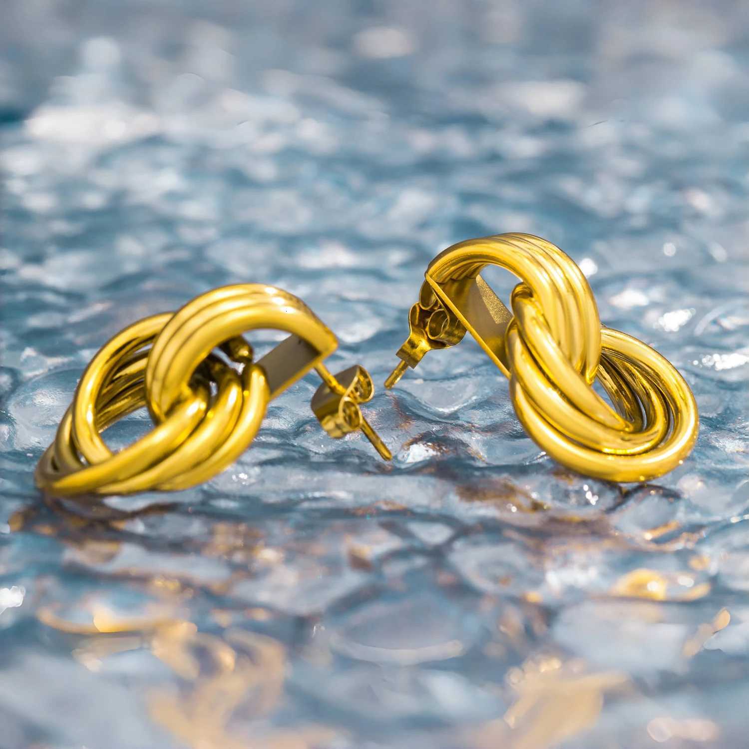 Statement Stainless Steel Twisted Drop Dangle Earrings for Women Gold Color Geometric Round Long Knot Earring Trendy Jewelry Y251018