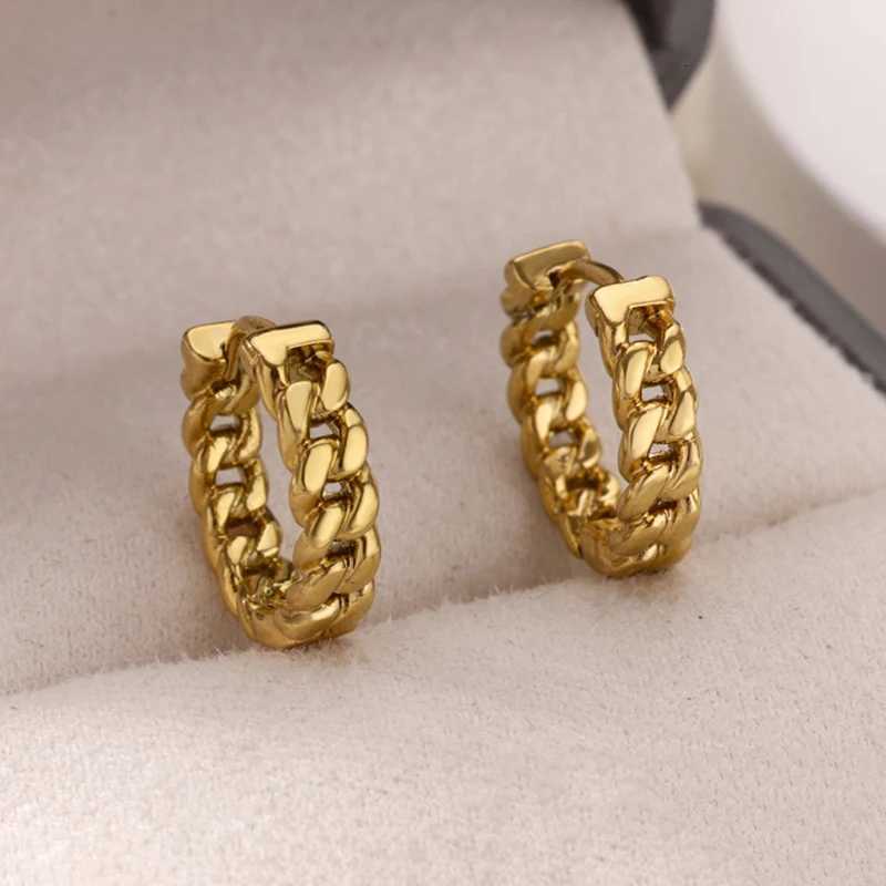 Stainless Steel Chain Hoop Earrings For Women Gold Color Female Earring Fashion Wedding Ear Jewelry Brincos Gift 2024 New Trend Y251018