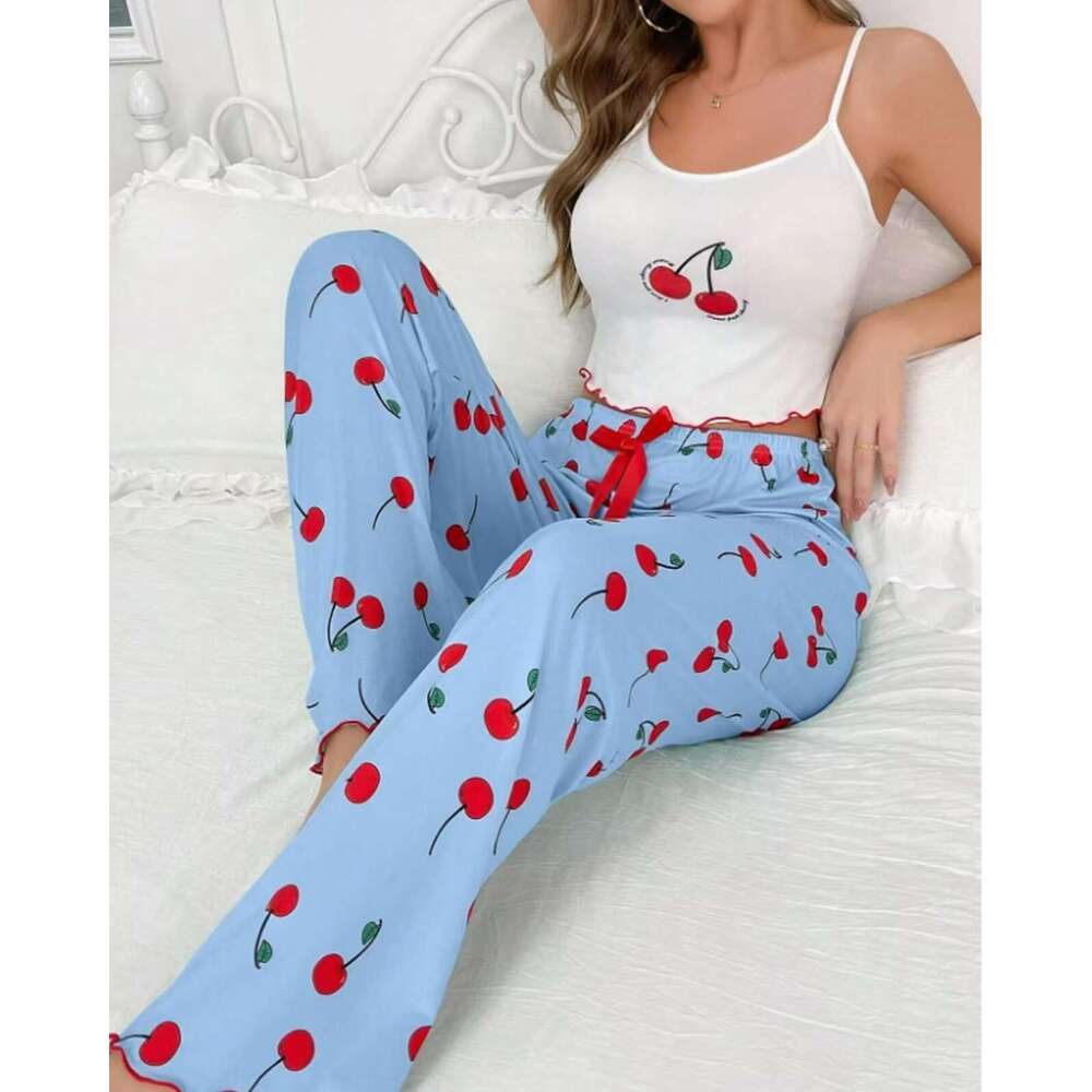 Premium Women's Sleepy Pants - Cherry print, soft fabric, perfect for home wear and sleep, comfortable and fashionable must-have