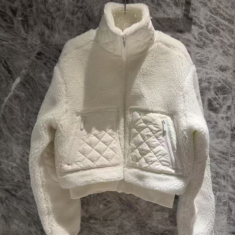 Yoga Winter Womens Jackets Brown Lambhair Hooded jacket Lamb Wool Jacket Casual Stand Up Collar Zipper Jacket Womens Winter coat Thickened Warm Loose Jackets