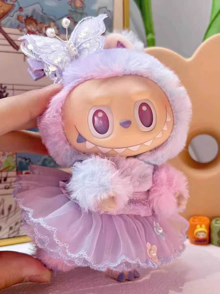 Labubu Doll Dress Purple Butterfly Fairy Skirt Cardigan 17cm Plush Doll Dress Replacement For Labubu v1v2 Idol DollT251018