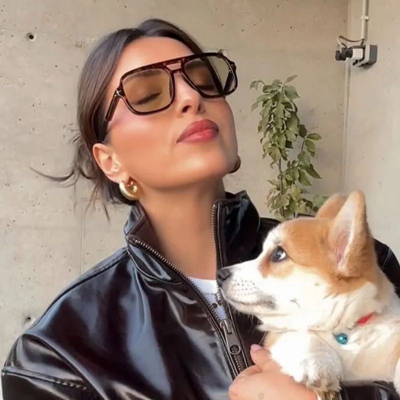 Retro Big Frame Women Square Sunglasses Double Beams Black Circular Cool Men Pilot Sun Glasses 251013