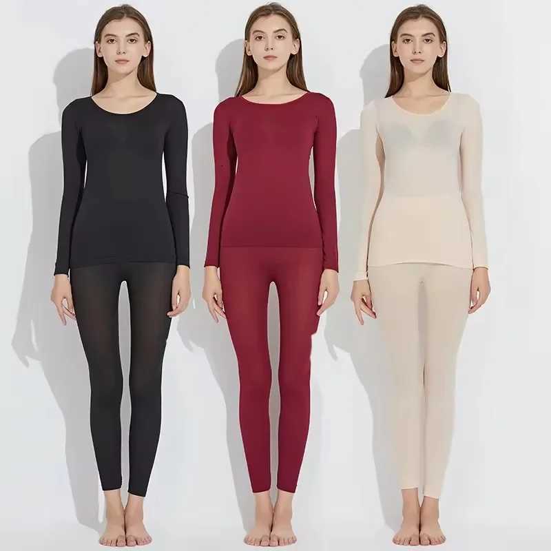Women traceless thermal underwear set unisex intimate pajamas ultrathin winter constant temperature long sleeve lingerie 2 piec T251018